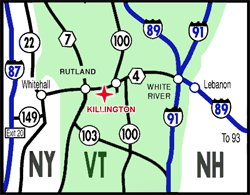 Map of Vermont Near killington Vermont